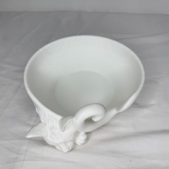 White Sleeping Cat Bowl Cozy Dish Trinket Holder Whimsical Home Decor Plastic - Picture 5 of 6